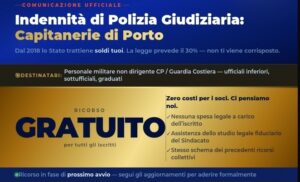 INDENNITÀ DI POLIZIA GIUDIZIARIA AL PERSONALE NON DIRIGENTE DELLE CAPITANERIE DI PORTO: OTTO ANNI DI SPEREQUAZIONE ILLEGITTIMA. IL SINDACATO P.R.E.SI.DI. ANNUNCIA RICORSO COLLETTIVO AL TAR LAZIO.
